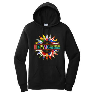 Hispanic Heritage Month Latino Countries Flags Sunflower Women's Pullover Hoodie