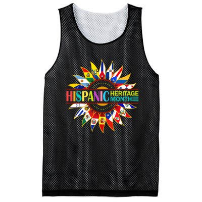 Hispanic Heritage Month Latino Countries Flags Sunflower Mesh Reversible Basketball Jersey Tank