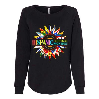 Hispanic Heritage Month Latino Countries Flags Sunflower Womens California Wash Sweatshirt