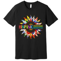 Hispanic Heritage Month Latino Countries Flags Sunflower Premium T-Shirt