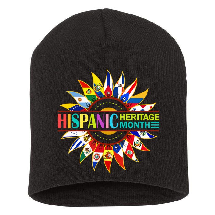 Hispanic Heritage Month Latino Countries Flags Sunflower Short Acrylic Beanie