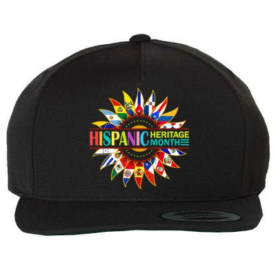 Hispanic Heritage Month Latino Countries Flags Sunflower Wool Snapback Cap