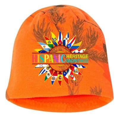 Hispanic Heritage Month Latino Countries Flags Sunflower Kati - Camo Knit Beanie