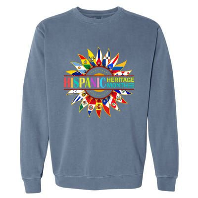 Hispanic Heritage Month Latino Countries Flags Sunflower Garment-Dyed Sweatshirt