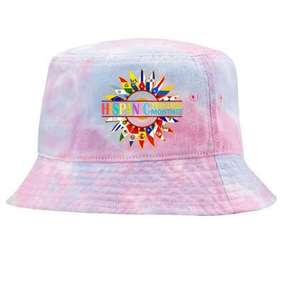 Hispanic Heritage Month Latino Countries Flags Sunflower Tie-Dyed Bucket Hat