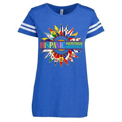 Hispanic Heritage Month Latino Countries Flags Sunflower Enza Ladies Jersey Football T-Shirt