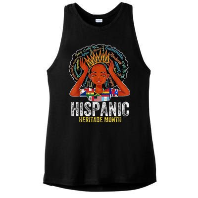 Hispanic Heritage Month Latina Latino Countries Flags Ladies PosiCharge Tri-Blend Wicking Tank