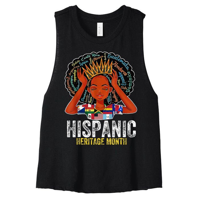 Hispanic Heritage Month Latina Latino Countries Flags Women's Racerback Cropped Tank