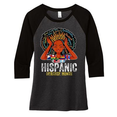 Hispanic Heritage Month Latina Latino Countries Flags Women's Tri-Blend 3/4-Sleeve Raglan Shirt