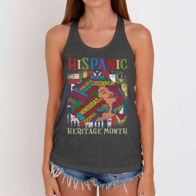 Hispanic Heritage Month Latina Latino Countries Flags Women's Knotted Racerback Tank