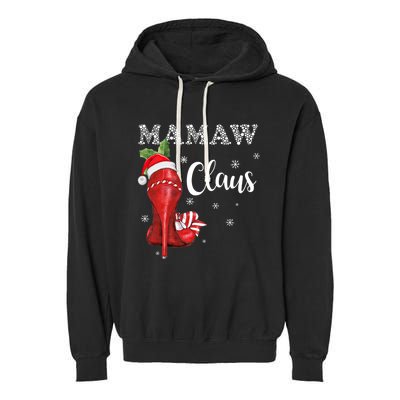 High Heel Mamaw Santa Claus Christmas Pajama Xmas Cool Gift Garment-Dyed Fleece Hoodie