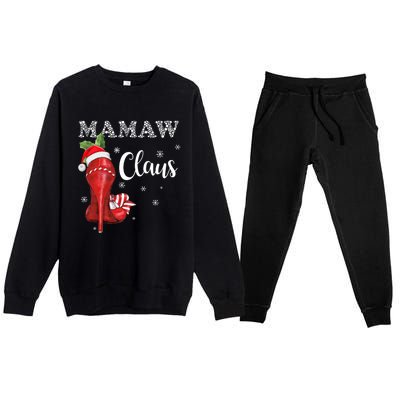 High Heel Mamaw Santa Claus Christmas Pajama Xmas Cool Gift Premium Crewneck Sweatsuit Set