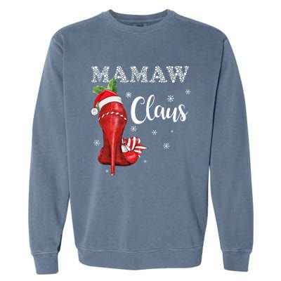 High Heel Mamaw Santa Claus Christmas Pajama Xmas Cool Gift Garment-Dyed Sweatshirt