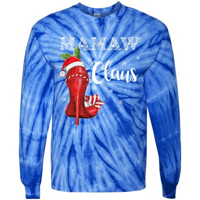 High Heel Mamaw Santa Claus Christmas Pajama Xmas Cool Gift Tie-Dye Long Sleeve Shirt