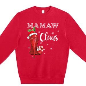 High Heel Mamaw Santa Claus Christmas Pajama Xmas Cool Gift Premium Crewneck Sweatshirt