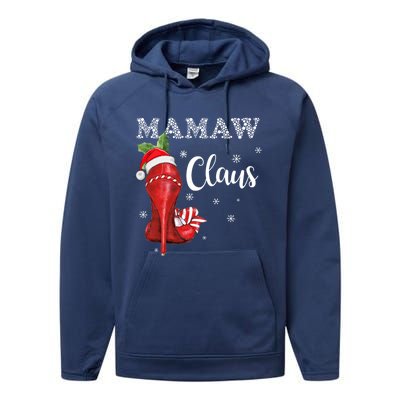 High Heel Mamaw Santa Claus Christmas Pajama Xmas Cool Gift Performance Fleece Hoodie