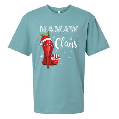 High Heel Mamaw Santa Claus Christmas Pajama Xmas Cool Gift Sueded Cloud Jersey T-Shirt