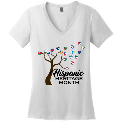 Hispanic Heritage Month Tree Roots Women's V-Neck T-Shirt