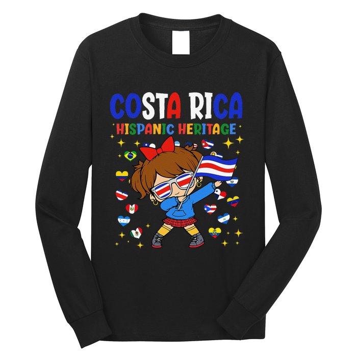 Hispanic Heritage Month Costa Rica Flag Costa Rican Gift Long Sleeve Shirt