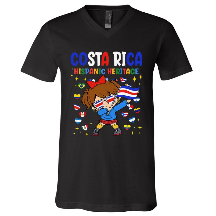 Hispanic Heritage Month Costa Rica Flag Costa Rican Gift V-Neck T-Shirt