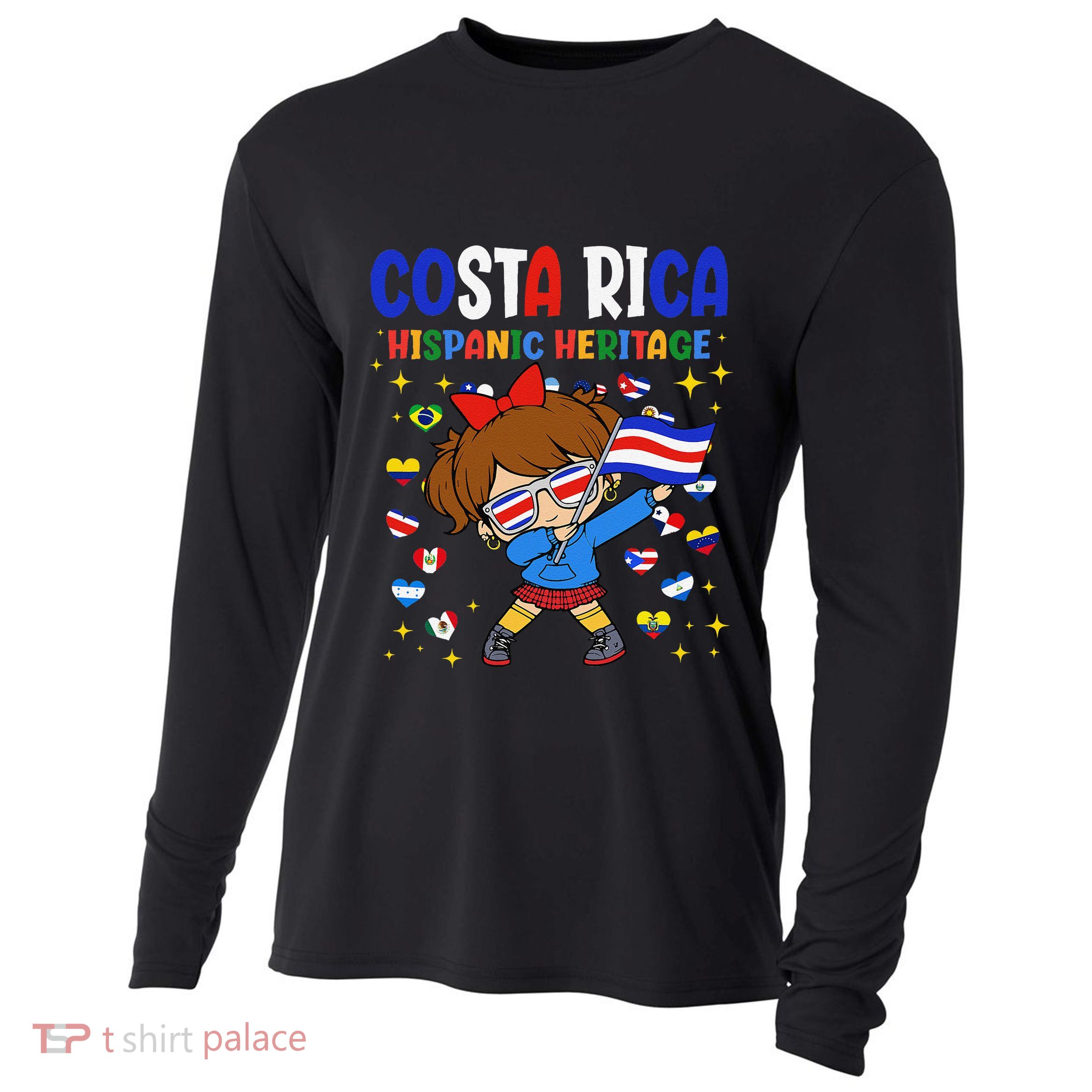 Hispanic Heritage Month Costa Rica Flag Costa Rican Gift Cooling Performance Long Sleeve Crew