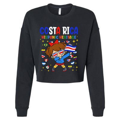 Hispanic Heritage Month Costa Rica Flag Costa Rican Gift Cropped Pullover Crew