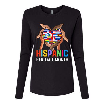 Hispanic Heritage Month All Countries Heart Hands Womens Cotton Relaxed Long Sleeve T-Shirt