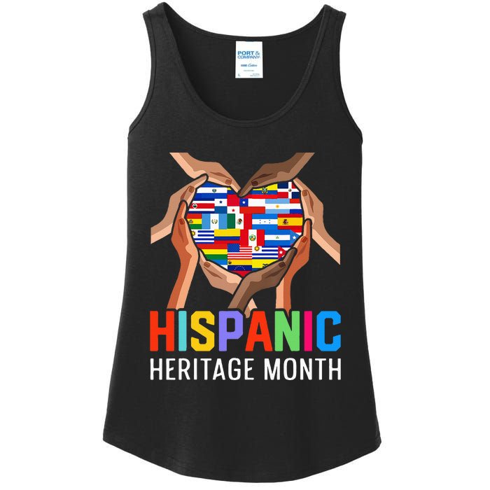 Hispanic Heritage Month All Countries Heart Hands Ladies Essential Tank