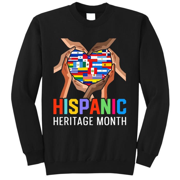 Hispanic Heritage Month All Countries Heart Hands Tall Sweatshirt