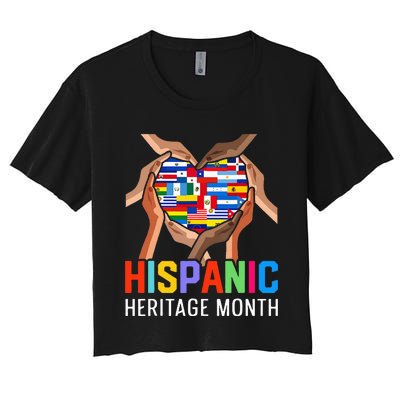 Hispanic Heritage Month All Countries Heart Hands Women's Crop Top Tee