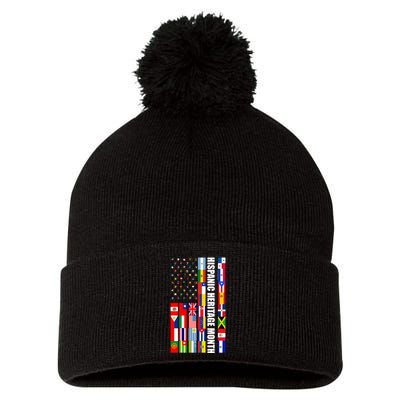 Hispanic Heritage Month Countries United Flag Pom Pom 12in Knit Beanie