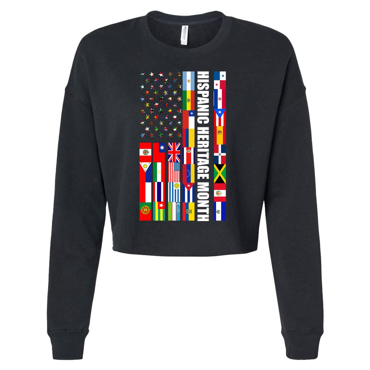 Hispanic Heritage Month Countries United Flag Cropped Pullover Crew