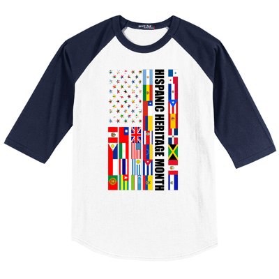 Hispanic Heritage Month Countries United Flag Baseball Sleeve Shirt