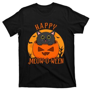 Happy Halloween Meowoween Cute Black Cat Party Costume T-Shirt