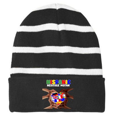 Hispanic Heritage Month Stand Together Striped Beanie with Solid Band