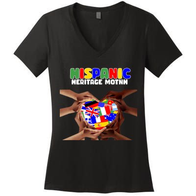 Hispanic Heritage Month Stand Together Women's V-Neck T-Shirt
