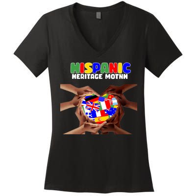 Hispanic Heritage Month Stand Together Women's V-Neck T-Shirt