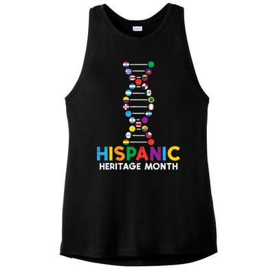 Hispanic Heritage Month DNA Flags Latino Pride Ladies PosiCharge Tri-Blend Wicking Tank