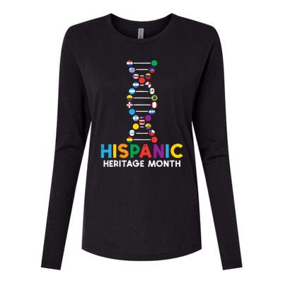 Hispanic Heritage Month DNA Flags Latino Pride Womens Cotton Relaxed Long Sleeve T-Shirt