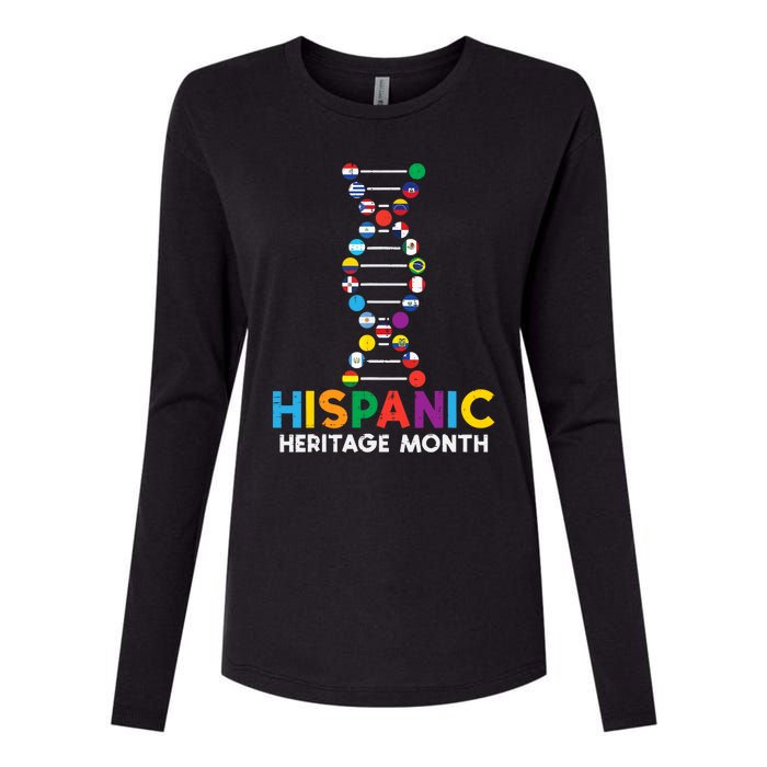 Hispanic Heritage Month DNA Flags Latino Pride Womens Cotton Relaxed Long Sleeve T-Shirt