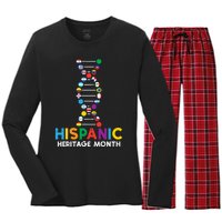 Hispanic Heritage Month DNA Flags Latino Pride Women's Long Sleeve Flannel Pajama Set 