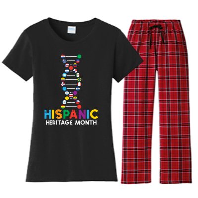 Hispanic Heritage Month DNA Flags Latino Pride Women's Flannel Pajama Set