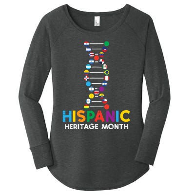 Hispanic Heritage Month DNA Flags Latino Pride Women's Perfect Tri Tunic Long Sleeve Shirt