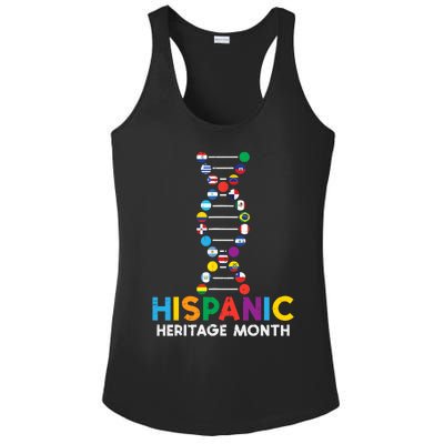 Hispanic Heritage Month DNA Flags Latino Pride Ladies PosiCharge Competitor Racerback Tank