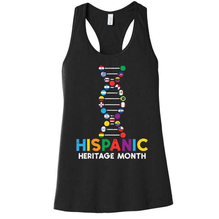 Hispanic Heritage Month DNA Flags Latino Pride Women's Racerback Tank