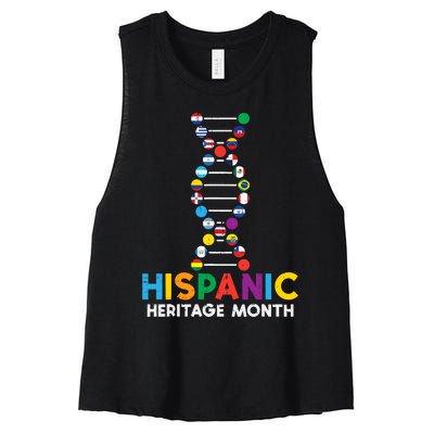 Hispanic Heritage Month DNA Flags Latino Pride Women's Racerback Cropped Tank