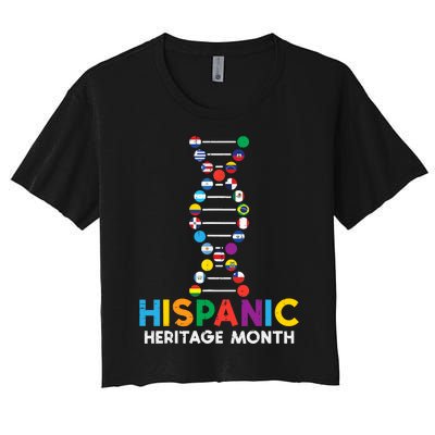 Hispanic Heritage Month DNA Flags Latino Pride Women's Crop Top Tee