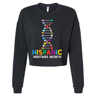 Hispanic Heritage Month DNA Flags Latino Pride Cropped Pullover Crew