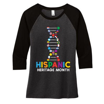 Hispanic Heritage Month DNA Flags Latino Pride Women's Tri-Blend 3/4-Sleeve Raglan Shirt