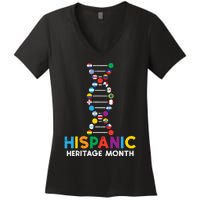 Hispanic Heritage Month DNA Flags Latino Pride Women's V-Neck T-Shirt